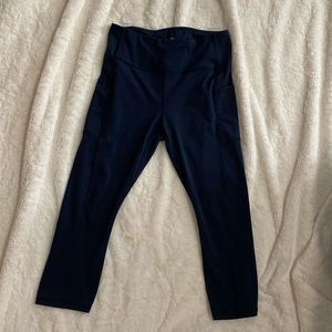RBX Large Navy Capri Leggings, Side Pockets
